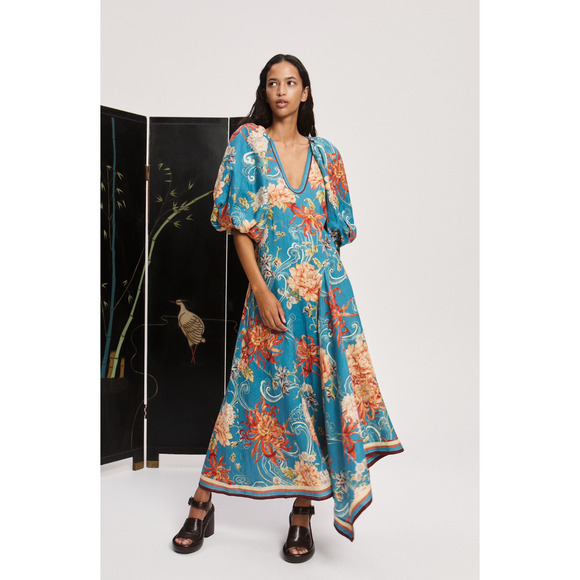 ALEMAIS Dresses & Skirts - ALEMAIS fletcher puff-sleeve ramie midi dress US 6